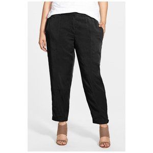 Eileen Fisher Black Tencel Button Tab Cuff Ankle Pants Size Large